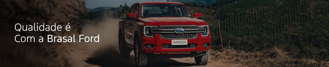 Venda Direta Brasal Ford Ford Ranger XLS Vermelha em ambiente rural de fundo com um texto encima