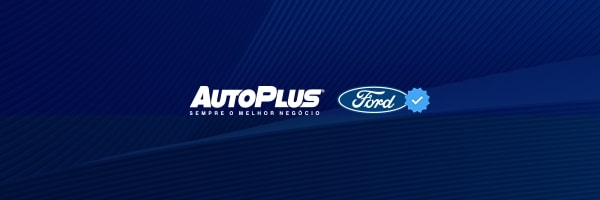 Fundo azul com o Logo AutoPlus e Ford